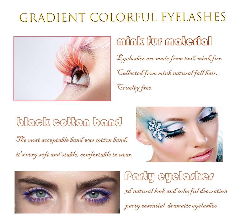 Gradient colored lashes wholesale for party eyelashes